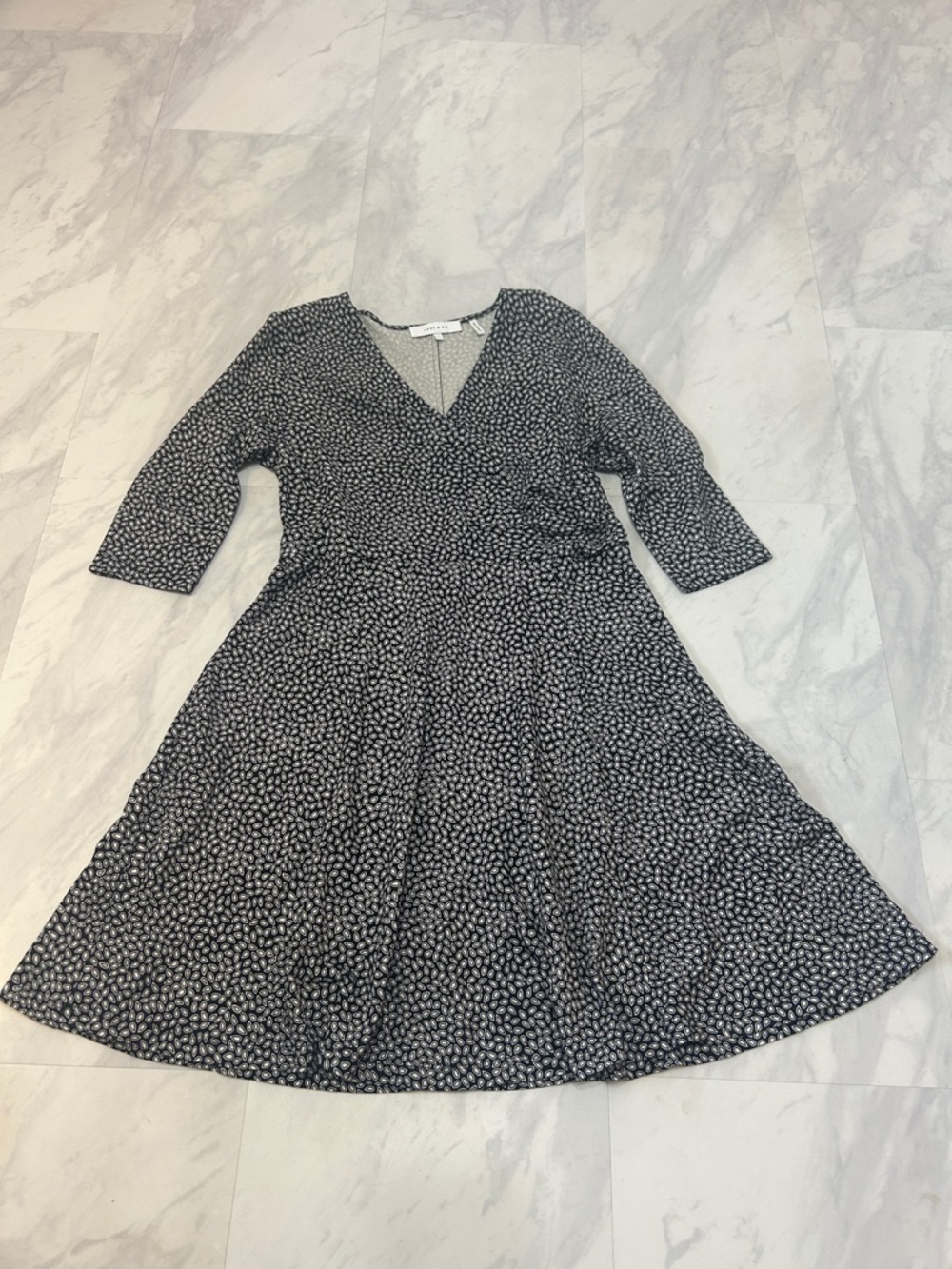 Lark & Ro Black and White Printed Wrap Dress